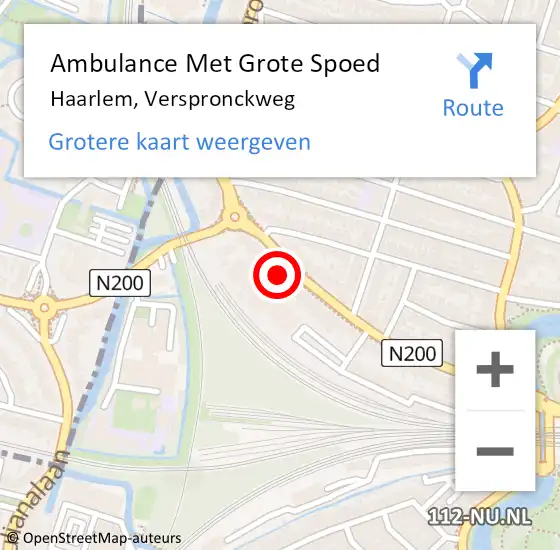 Locatie op kaart van de 112 melding: Ambulance Met Grote Spoed Naar Haarlem, Verspronckweg op 2 maart 2023 20:39