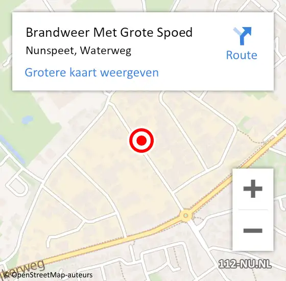 Locatie op kaart van de 112 melding: Brandweer Met Grote Spoed Naar Nunspeet, Waterweg op 2 maart 2023 20:44