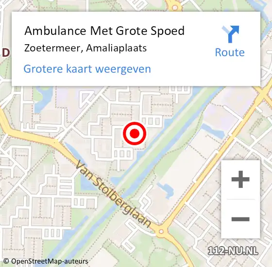 Locatie op kaart van de 112 melding: Ambulance Met Grote Spoed Naar Zoetermeer, Amaliaplaats op 2 maart 2023 20:51