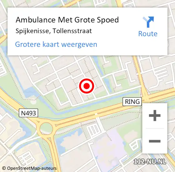 Locatie op kaart van de 112 melding: Ambulance Met Grote Spoed Naar Spijkenisse, Tollensstraat op 2 maart 2023 21:07