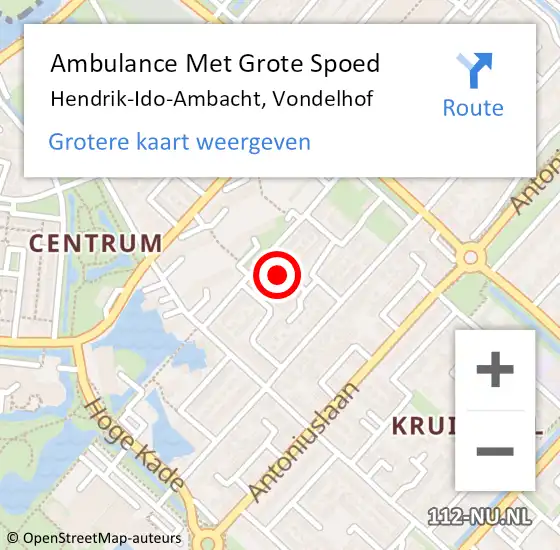 Locatie op kaart van de 112 melding: Ambulance Met Grote Spoed Naar Hendrik-Ido-Ambacht, Vondelhof op 2 maart 2023 21:08