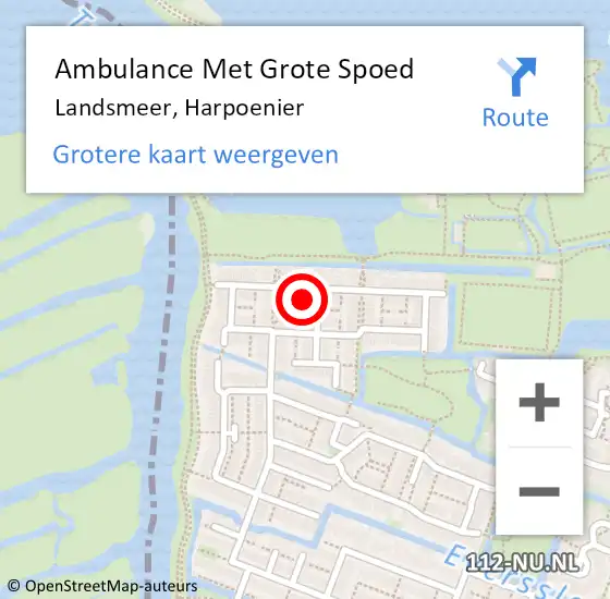 Locatie op kaart van de 112 melding: Ambulance Met Grote Spoed Naar Landsmeer, Harpoenier op 2 maart 2023 23:36