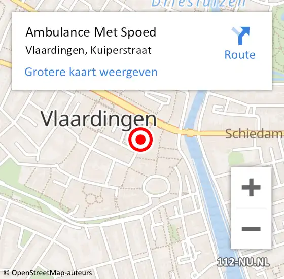 Locatie op kaart van de 112 melding: Ambulance Met Spoed Naar Vlaardingen, Kuiperstraat op 3 maart 2023 00:08