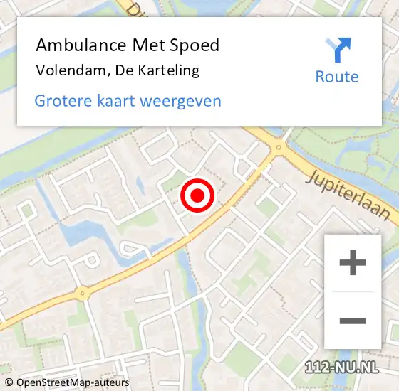 Locatie op kaart van de 112 melding: Ambulance Met Spoed Naar Volendam, De Karteling op 3 maart 2023 00:33