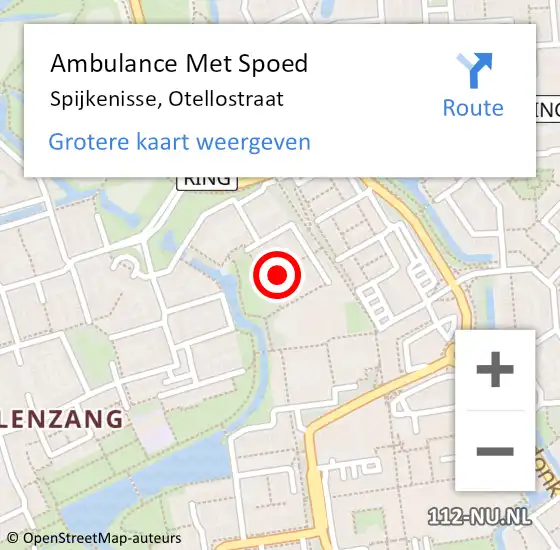 Locatie op kaart van de 112 melding: Ambulance Met Spoed Naar Spijkenisse, Otellostraat op 3 maart 2023 00:34