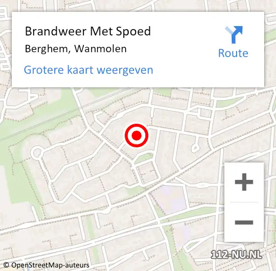 Locatie op kaart van de 112 melding: Brandweer Met Spoed Naar Berghem, Wanmolen op 3 maart 2023 00:36