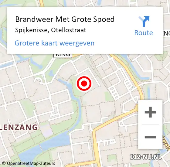 Locatie op kaart van de 112 melding: Brandweer Met Grote Spoed Naar Spijkenisse, Otellostraat op 3 maart 2023 01:11