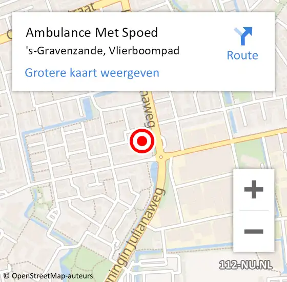 Locatie op kaart van de 112 melding: Ambulance Met Spoed Naar 's-Gravenzande, Vlierboompad op 3 maart 2023 01:47