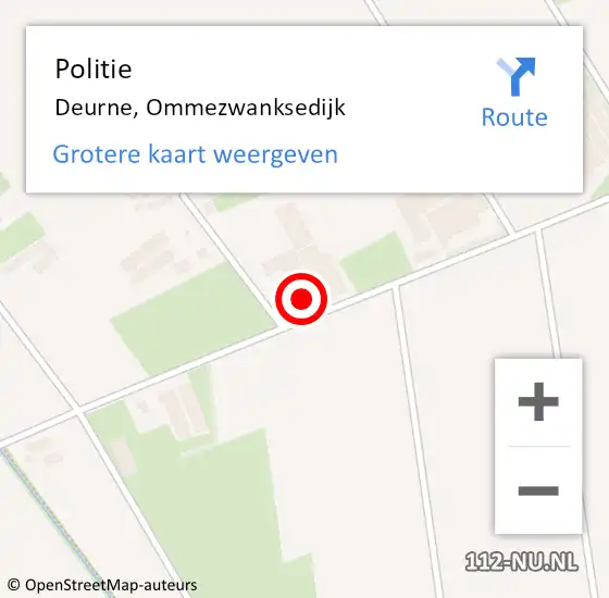 Locatie op kaart van de 112 melding: Politie Deurne, Ommezwanksedijk op 3 maart 2023 03:08