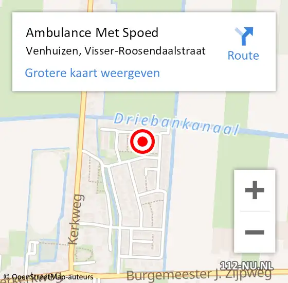 Locatie op kaart van de 112 melding: Ambulance Met Spoed Naar Venhuizen, Visser-Roosendaalstraat op 3 maart 2023 03:57