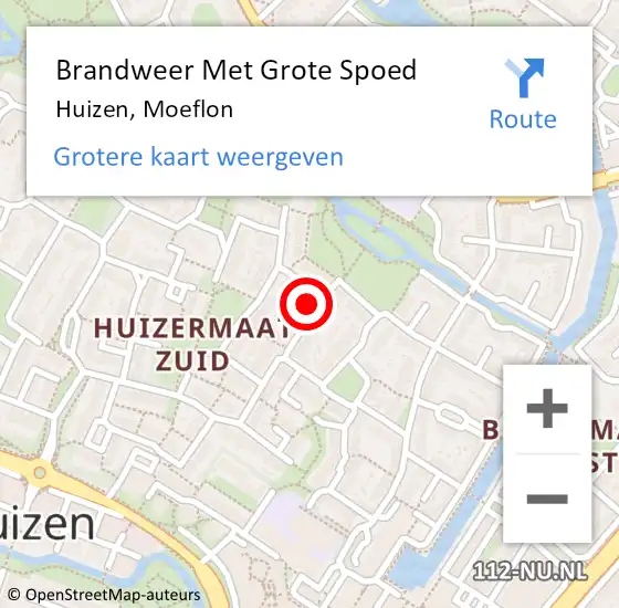 Locatie op kaart van de 112 melding: Brandweer Met Grote Spoed Naar Huizen, Moeflon op 17 augustus 2014 15:39