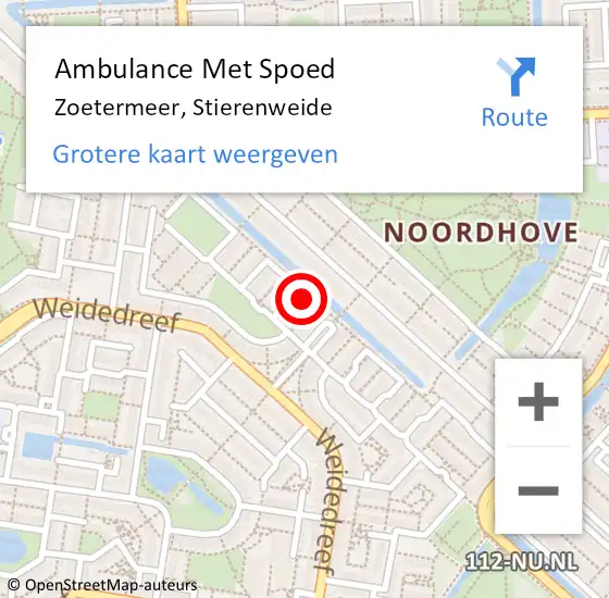 Locatie op kaart van de 112 melding: Ambulance Met Spoed Naar Zoetermeer, Stierenweide op 3 maart 2023 05:42