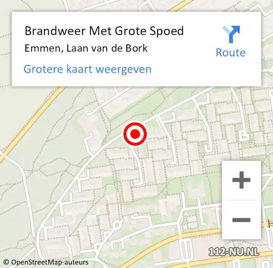 Locatie op kaart van de 112 melding: Brandweer Met Grote Spoed Naar Emmen, Laan van de Bork op 3 maart 2023 05:50