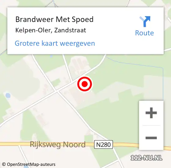 Locatie op kaart van de 112 melding: Brandweer Met Spoed Naar Kelpen-Oler, Zandstraat op 3 maart 2023 06:21