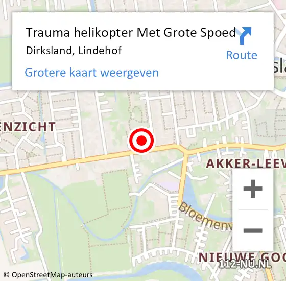 Locatie op kaart van de 112 melding: Trauma helikopter Met Grote Spoed Naar Dirksland, Lindehof op 3 maart 2023 06:35