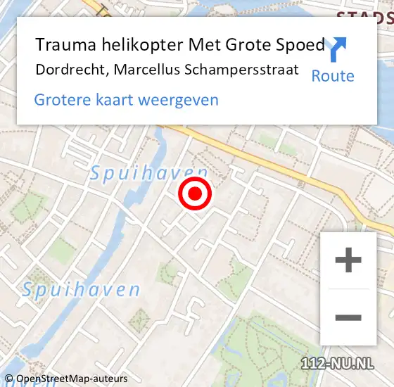 Locatie op kaart van de 112 melding: Trauma helikopter Met Grote Spoed Naar Dordrecht, Marcellus Schampersstraat op 3 maart 2023 07:47