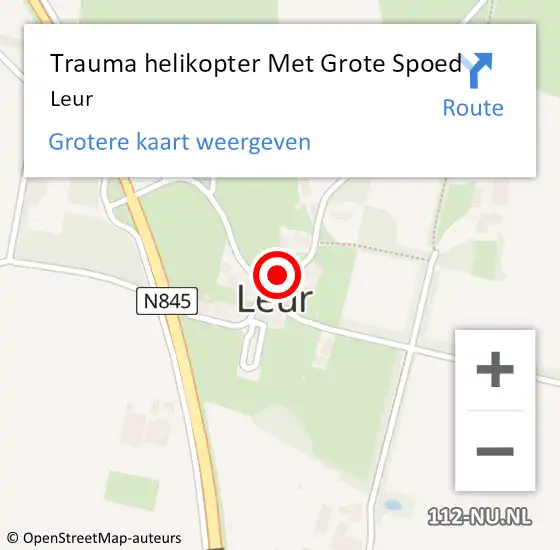 Locatie op kaart van de 112 melding: Trauma helikopter Met Grote Spoed Naar Leur op 3 maart 2023 07:49