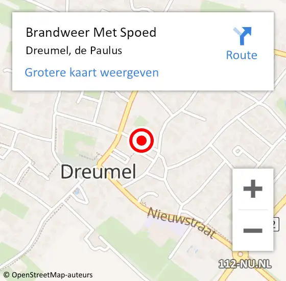 Locatie op kaart van de 112 melding: Brandweer Met Spoed Naar Dreumel, de Paulus op 3 maart 2023 07:53