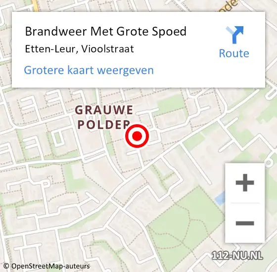 Locatie op kaart van de 112 melding: Brandweer Met Grote Spoed Naar Etten-Leur, Vioolstraat op 3 maart 2023 07:54