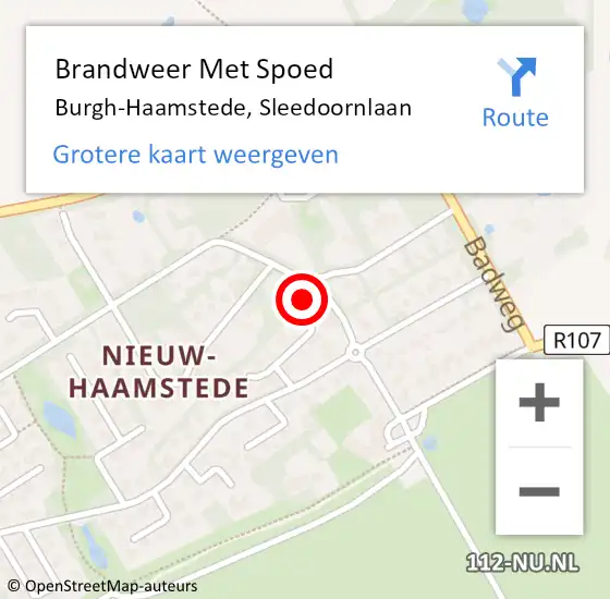 Locatie op kaart van de 112 melding: Brandweer Met Spoed Naar Burgh-Haamstede, Sleedoornlaan op 3 maart 2023 08:43