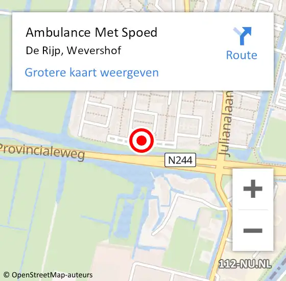 Locatie op kaart van de 112 melding: Ambulance Met Spoed Naar De Rijp, Wevershof op 3 maart 2023 08:57