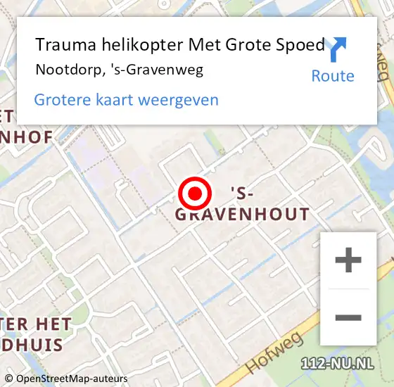 Locatie op kaart van de 112 melding: Trauma helikopter Met Grote Spoed Naar Nootdorp, 's-Gravenweg op 3 maart 2023 09:43