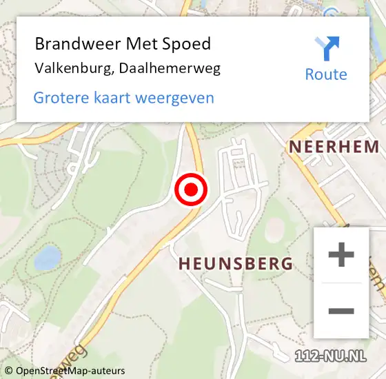 Locatie op kaart van de 112 melding: Brandweer Met Spoed Naar Valkenburg, Daalhemerweg op 3 maart 2023 09:51