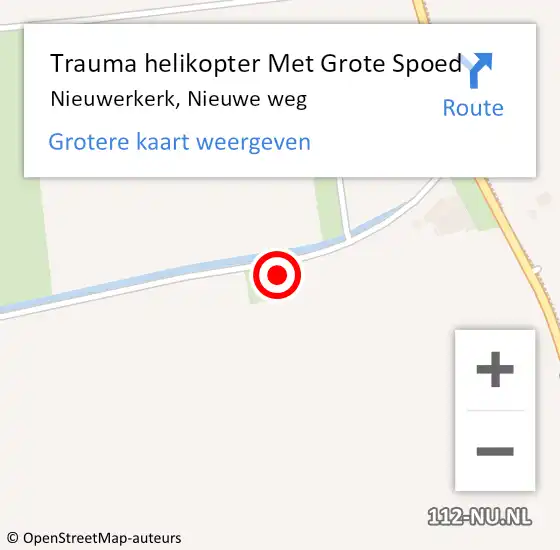 Locatie op kaart van de 112 melding: Trauma helikopter Met Grote Spoed Naar Nieuwerkerk, Nieuwe weg op 3 maart 2023 09:53