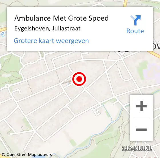 Locatie op kaart van de 112 melding: Ambulance Met Grote Spoed Naar Eygelshoven, Juliastraat op 17 augustus 2014 16:02