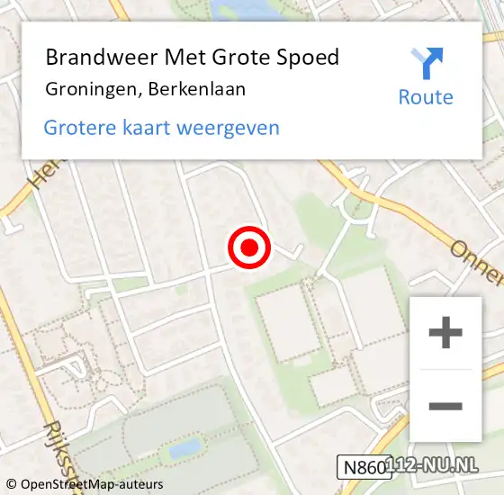 Locatie op kaart van de 112 melding: Brandweer Met Grote Spoed Naar Groningen, Berkenlaan op 3 maart 2023 10:10