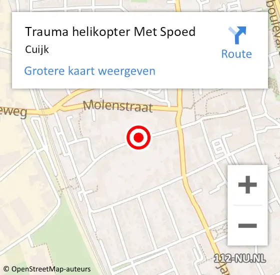 Locatie op kaart van de 112 melding: Trauma helikopter Met Spoed Naar Cuijk op 3 maart 2023 10:27