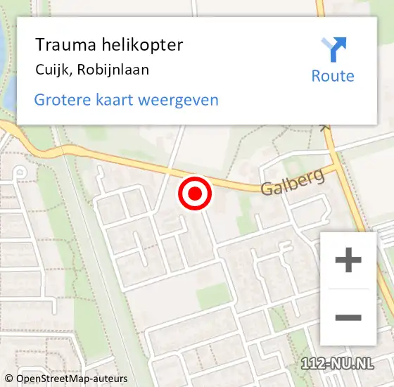 Locatie op kaart van de 112 melding: Trauma helikopter Cuijk, Robijnlaan op 3 maart 2023 10:27