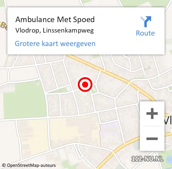 Locatie op kaart van de 112 melding: Ambulance Met Spoed Naar Vlodrop, Linssenkampweg op 3 maart 2023 10:28