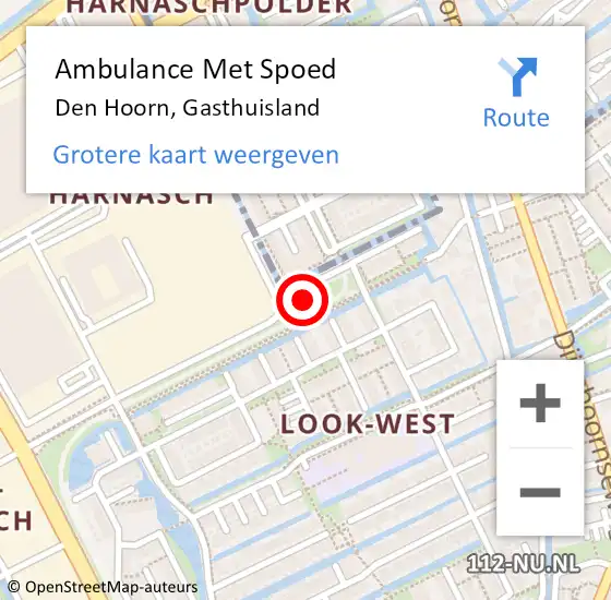 Locatie op kaart van de 112 melding: Ambulance Met Spoed Naar Den Hoorn, Gasthuisland op 3 maart 2023 10:44