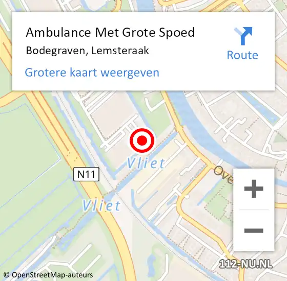 Locatie op kaart van de 112 melding: Ambulance Met Grote Spoed Naar Bodegraven, Lemsteraak op 3 maart 2023 11:06