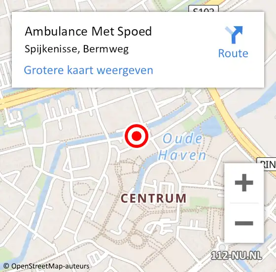 Locatie op kaart van de 112 melding: Ambulance Met Spoed Naar Spijkenisse, Bermweg op 3 maart 2023 11:06
