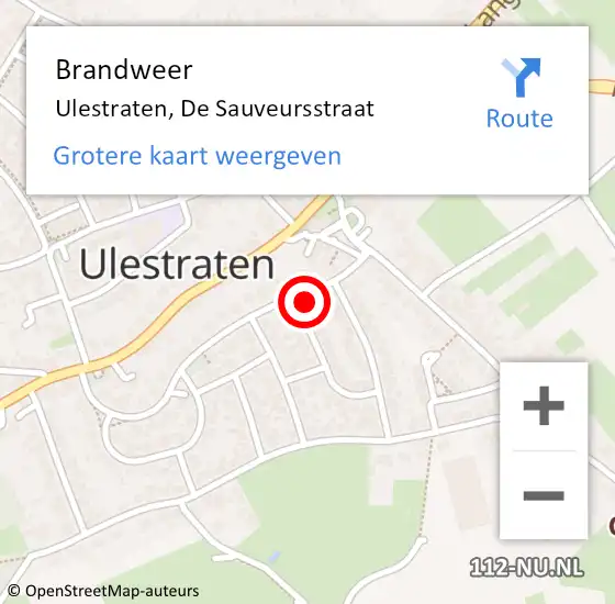 Locatie op kaart van de 112 melding: Brandweer Ulestraten, De Sauveursstraat op 17 augustus 2014 16:12