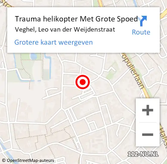 Locatie op kaart van de 112 melding: Trauma helikopter Met Grote Spoed Naar Veghel, Leo van der Weijdenstraat op 3 maart 2023 11:14