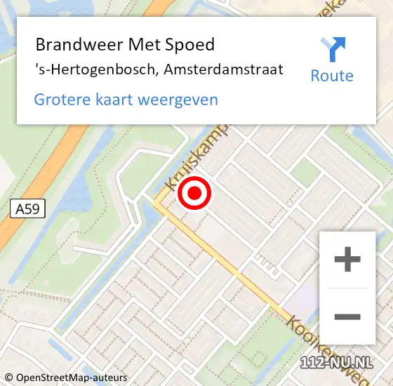 Locatie op kaart van de 112 melding: Brandweer Met Spoed Naar 's-Hertogenbosch, Amsterdamstraat op 3 maart 2023 11:26