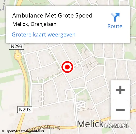 Locatie op kaart van de 112 melding: Ambulance Met Grote Spoed Naar Melick, Oranjelaan op 3 maart 2023 11:45