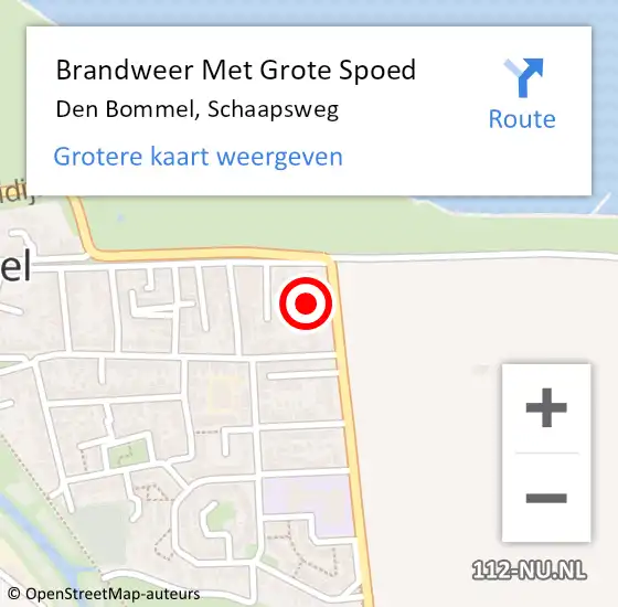 Locatie op kaart van de 112 melding: Brandweer Met Grote Spoed Naar Den Bommel, Schaapsweg op 3 maart 2023 11:50