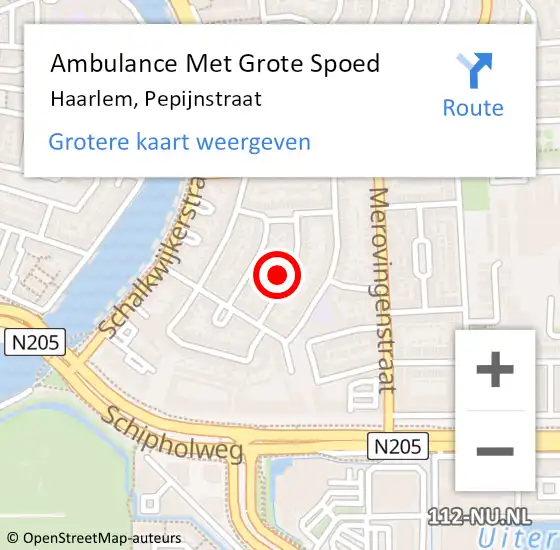 Locatie op kaart van de 112 melding: Ambulance Met Grote Spoed Naar Haarlem, Pepijnstraat op 3 maart 2023 11:54