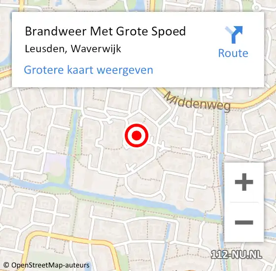 Locatie op kaart van de 112 melding: Brandweer Met Grote Spoed Naar Leusden, Waverwijk op 3 maart 2023 12:09