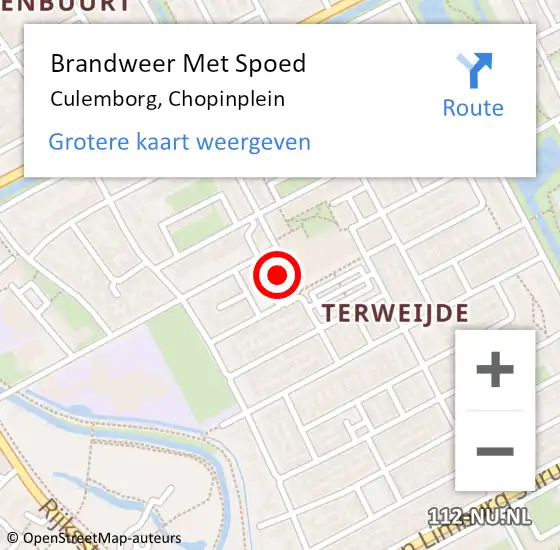 Locatie op kaart van de 112 melding: Brandweer Met Spoed Naar Culemborg, Chopinplein op 3 maart 2023 12:14