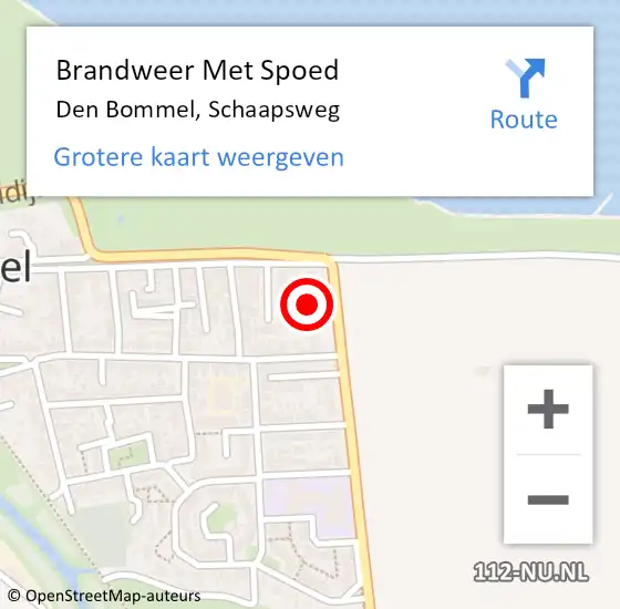 Locatie op kaart van de 112 melding: Brandweer Met Spoed Naar Den Bommel, Schaapsweg op 3 maart 2023 12:25