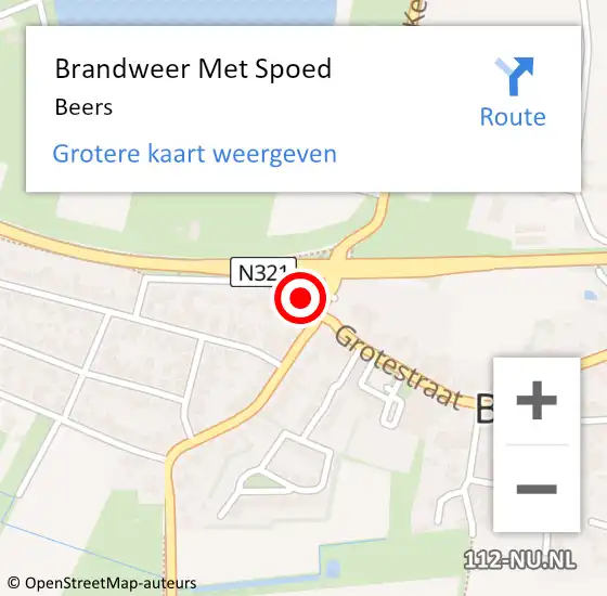 Locatie op kaart van de 112 melding: Brandweer Met Spoed Naar Beers op 3 maart 2023 12:39