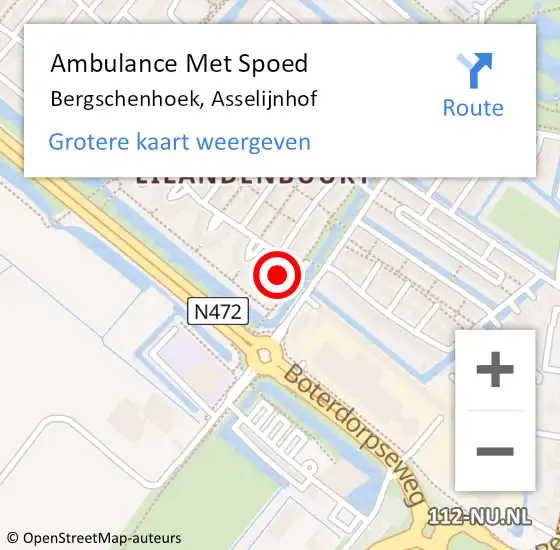 Locatie op kaart van de 112 melding: Ambulance Met Spoed Naar Bergschenhoek, Asselijnhof op 3 maart 2023 13:13