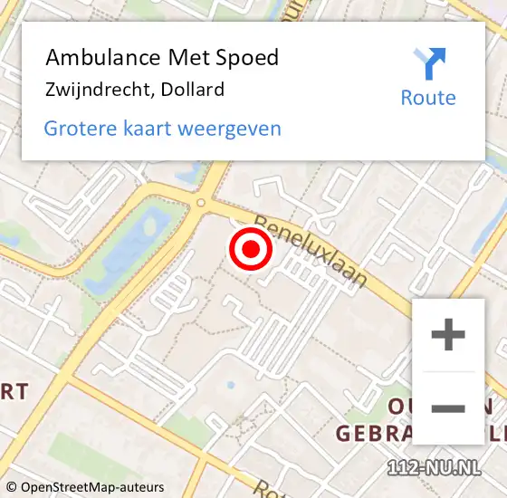 Locatie op kaart van de 112 melding: Ambulance Met Spoed Naar Zwijndrecht, Dollard op 3 maart 2023 13:23