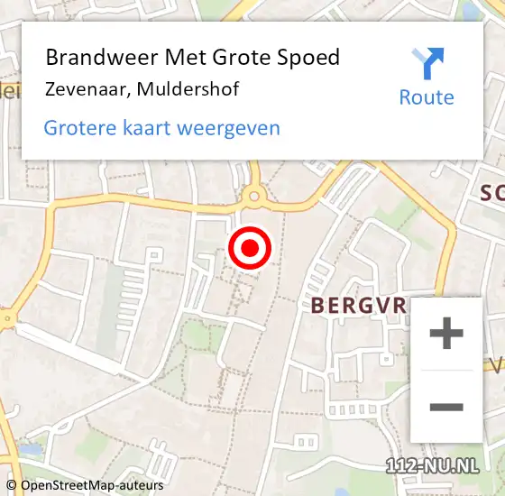 Locatie op kaart van de 112 melding: Brandweer Met Grote Spoed Naar Zevenaar, Muldershof op 3 maart 2023 13:54