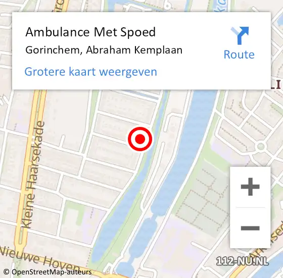 Locatie op kaart van de 112 melding: Ambulance Met Spoed Naar Gorinchem, Abraham Kemplaan op 3 maart 2023 13:54